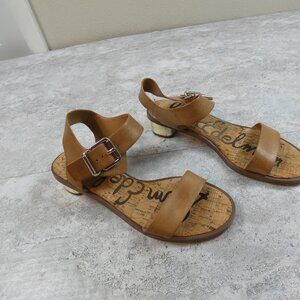 Sam Edelman Sandal Trixie Brown Gold Heel Dress Casual